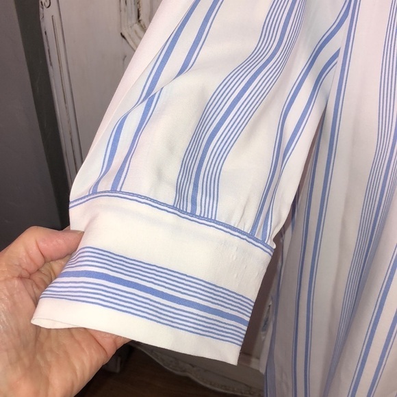 Soft Surroundings Blue on White Stripes Button Down Tunic/Shirt Dress Size Med. - Picture 5 of 10